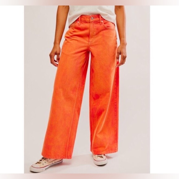 Free People Waterfalls Baggy Wide Leg Jeans We The Free Oklahoma Sun - Picture 4 of 14